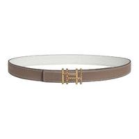 HERMES Metal, Gold Plated, Calfskin Leather Belts Women's Brown Width 2.4CM