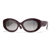 CHANEL Acetate Oval Sunglasses Women's Brown