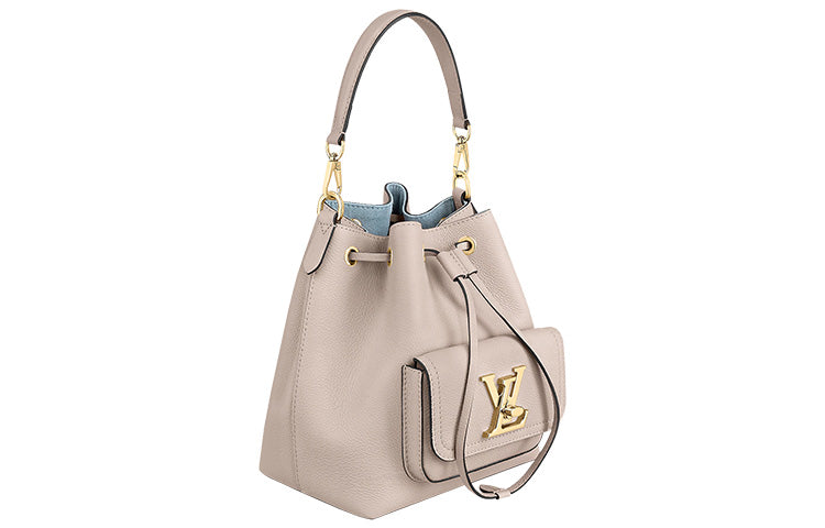 LOUIS VUITTON LockMe Grained Calfskin Bucket Bags Handbags Regular Women's Taupe