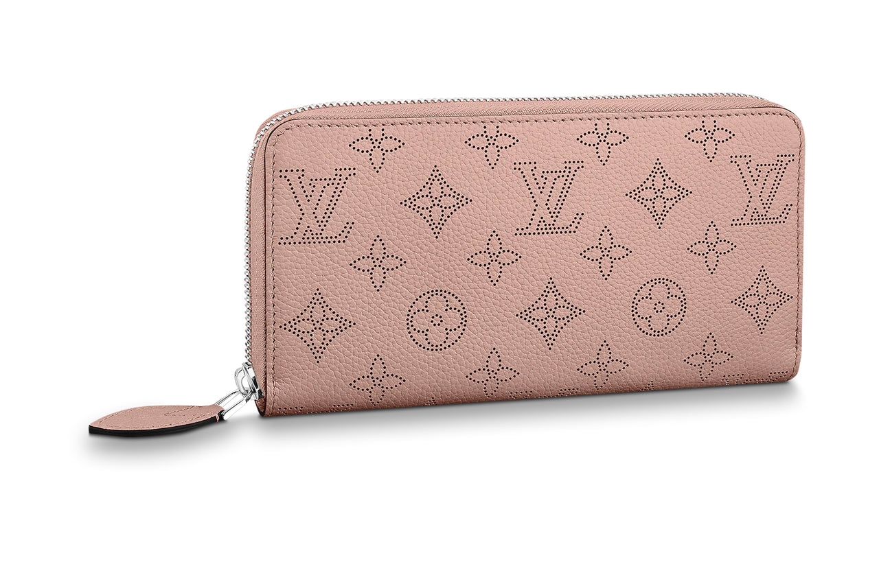 LOUIS VUITTON Zippy Mahina Calfskin Wallet Women's Dark Pink