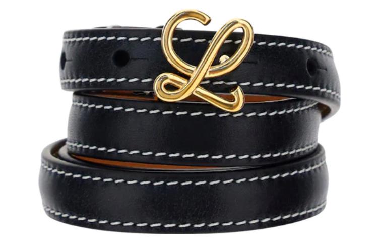 LOEWE Cow Leather Belts Women's Black Width 1.5cm