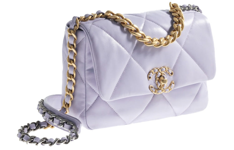 CHANEL 19Bag Sheepskin Shoulder Bag, Crossbody Bag Women's Light Purple