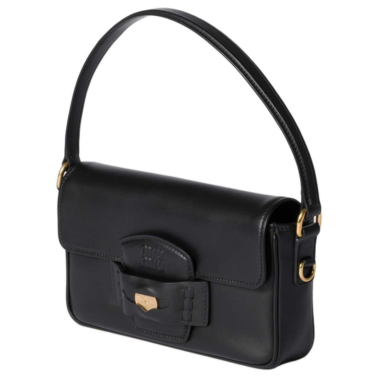 MIU MIU Penny Leather Shoulder Bag Crossbody Bag Handbag Regular Women's Black