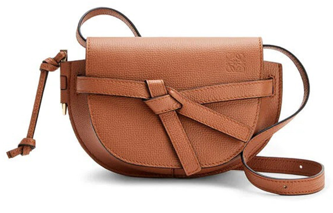LOEWE Gate Calfskin Bowknot Bag, Crossbody Bag, Shoulder Bag Mini Women's Caramel/Brown