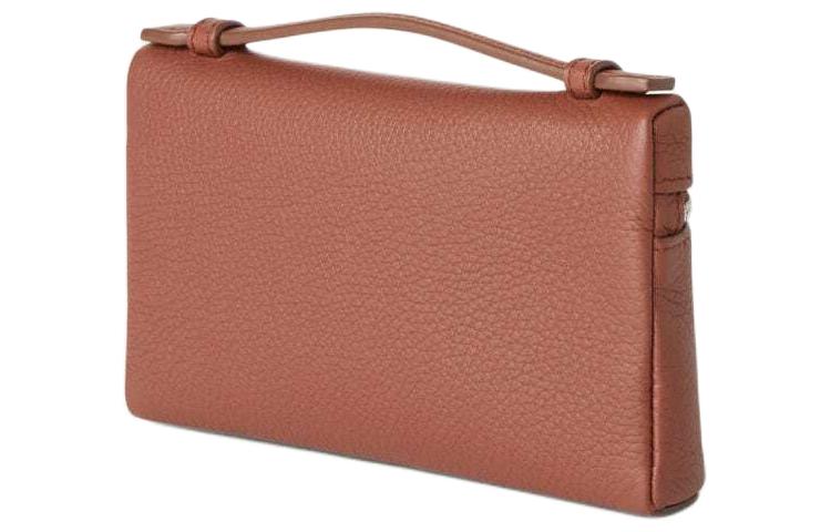 Loro Piana ExtraPocket Litchi Grain Cow Leather Clutch Mini Women's Red Brown