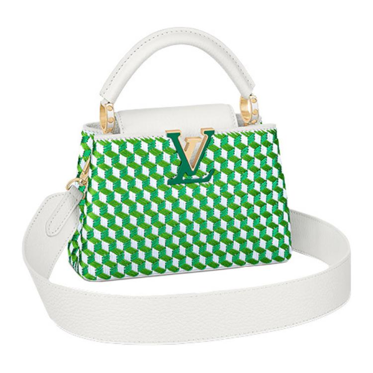 LOUIS VUITTON Capucines Taurillon Leather Embroidered Shoulder Bag Crossbody Bag Handbag Mini Women's Green