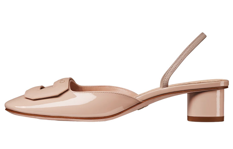 DIOR Chunky Heel High Heels 3.5cm Women's Nude