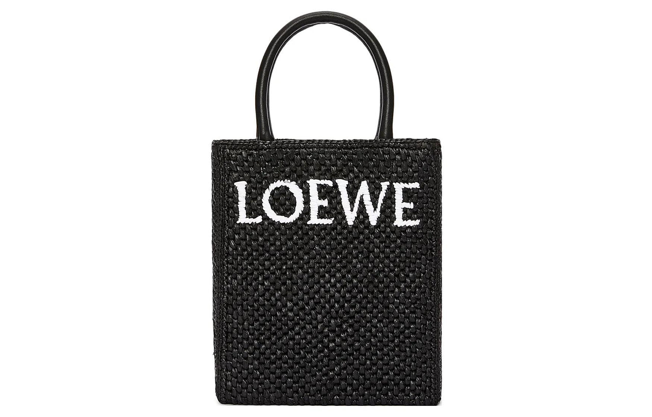 LOEWE Raffia Fiber Handbag Regular Women's Black/White