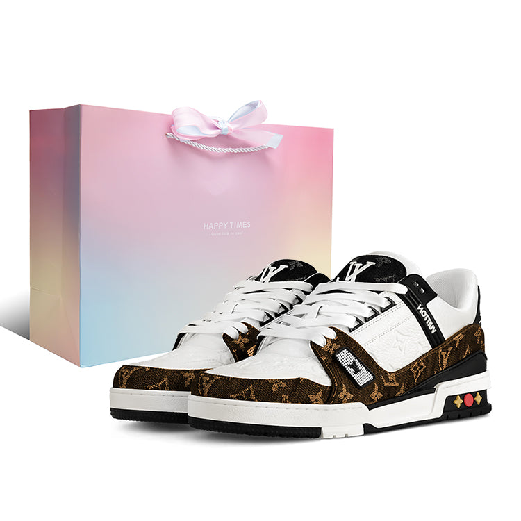 LOUIS VUITTON Triangle Twenty Ginger Tea Low-Top Skateboard Shoes Unisex Yellow Black