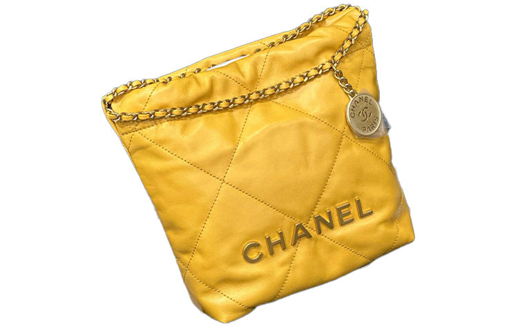 CHANEL 22Bag Bright Calfskin Bucket Bags Crossbody Bag, Shoulder Bag Women's Bright Yellow