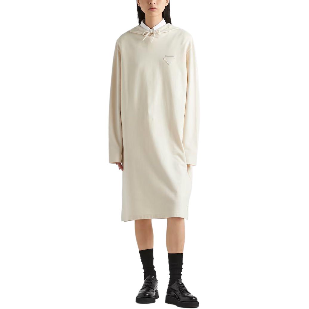 PRADA Triangle-Logo Drawstring Hooded Dress