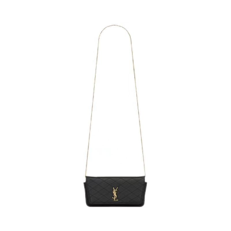 SAINT LAURENT GABY Sheepskin One Shoulder Crossbody Cell Phone Pouch Regular Women's Black