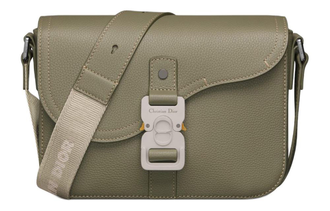 DIOR Grained Calfskin Saddle Messenger Bag Crossbody Bag Shoulder Bag Men's Khaki
