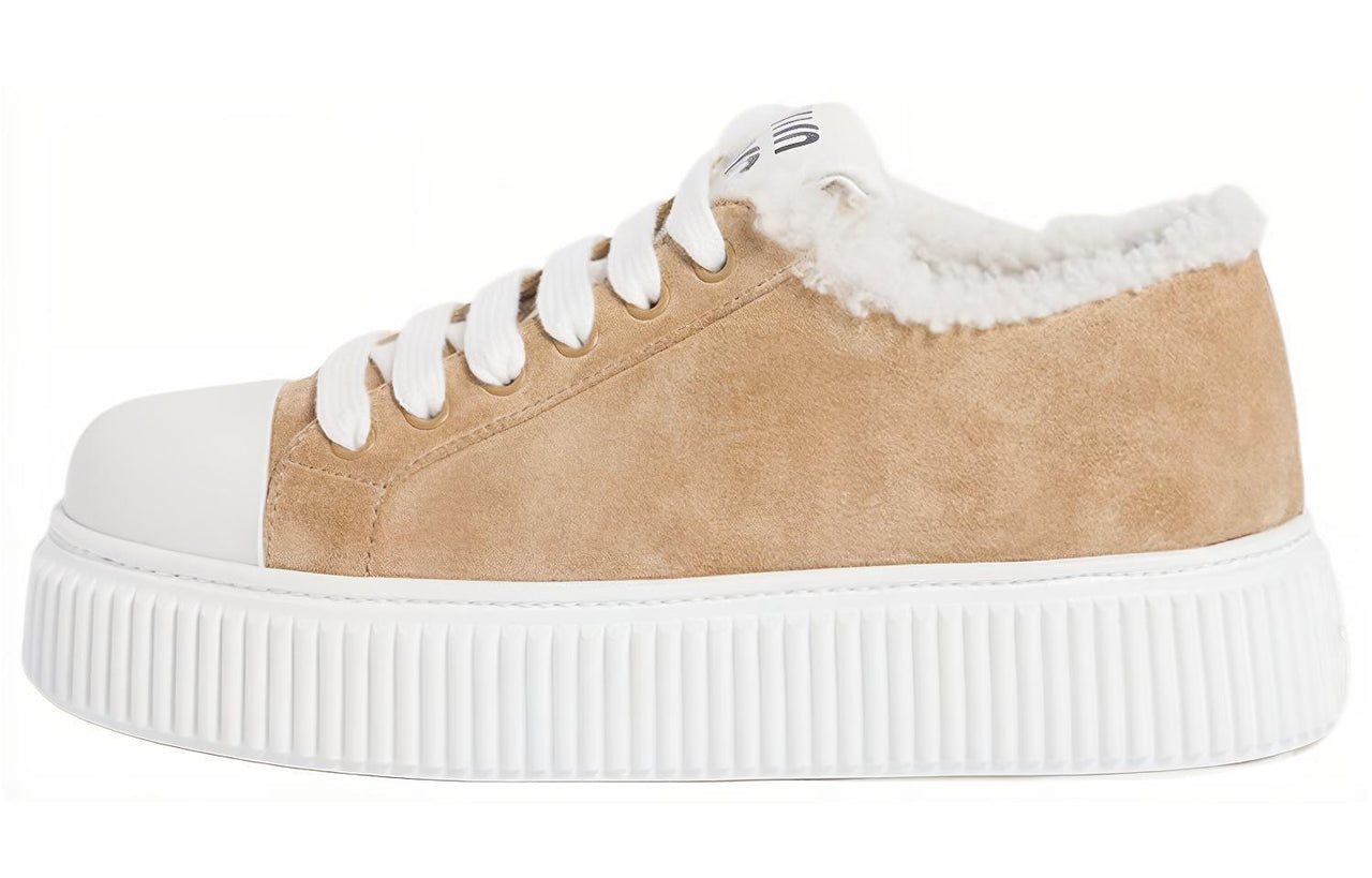 MIU MIU Abrasion Resistant Low Top Skateboard Shoes Women's Light Umber