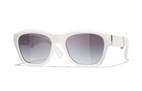 CHANEL Injection Molding Irregular Shape Sunglasses Women's White