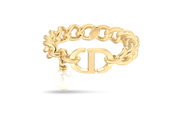 DIOR Metal, Resin, Pearl Rings Women's Gold