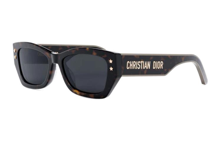 DIOR Acetate Irregular Shape Sunglasses Unisex Brown