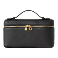 Loro Piana ExtraPocket Leather Makeup Bag Small Square Bag One Shoulder Handbag Women's Black