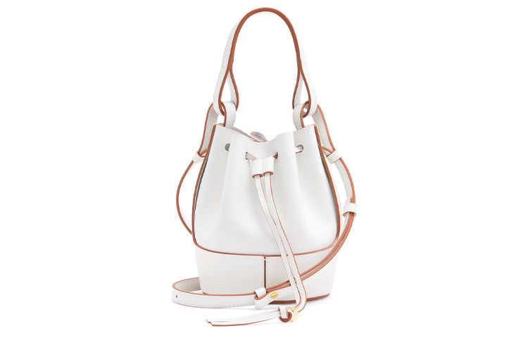 LOEWE Balloon Nappa Cow Leather Bucket Bag, Handbag, Shoulder Bag, Crossbody Bag Mini Women's Cotton White