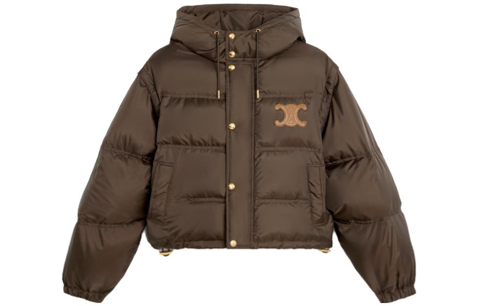CELINE Triomphe Cropped Down Jacket In Lightweight Nylon