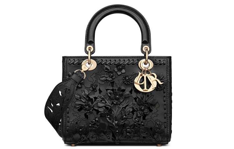 DIOR Cow Leather DaiFeng Bag One Shoulder Handbag Medium Size Women's Black
