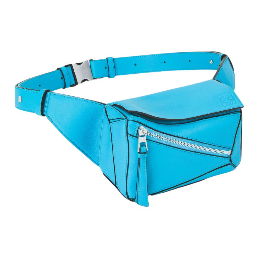 LOEWE Puzzle Bum Bag In Classic Calfskin Mini Cyan