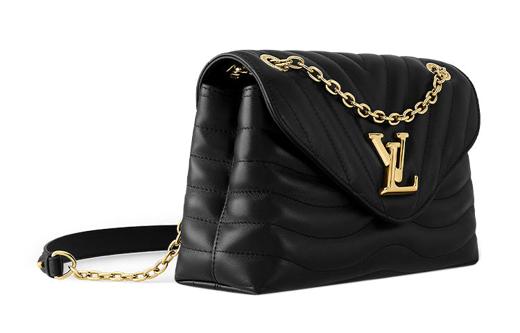 LOUIS VUITTON New Wave Cow Leather Shoulder Bag, Crossbody Bag Large Size Women's Black