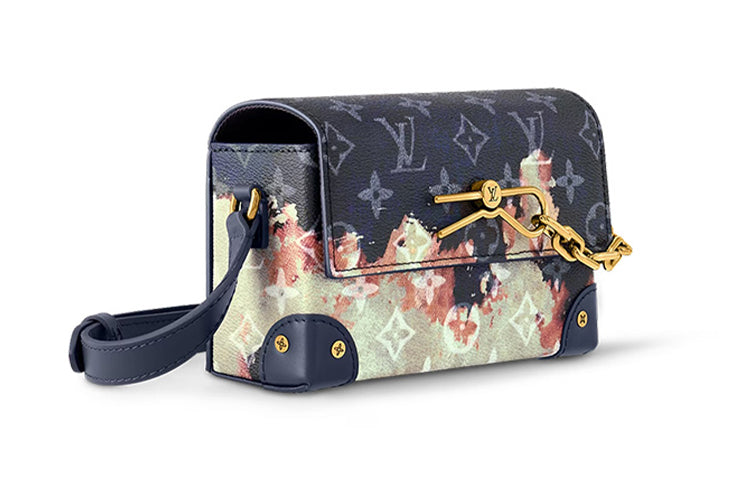 LOUIS VUITTON Steamer Monogram Coated Canvas Small Box Shoulder Bag Crossbody Bag Regular Men's Ink Blue