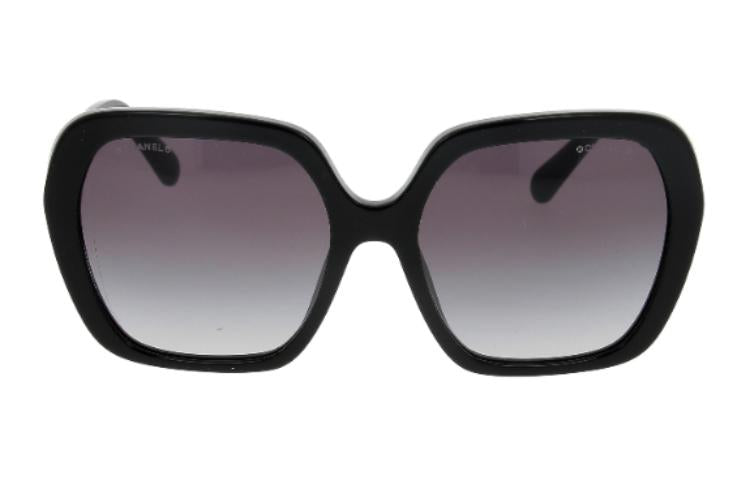 CHANEL Irregular Shape Sunglasses Women's Black