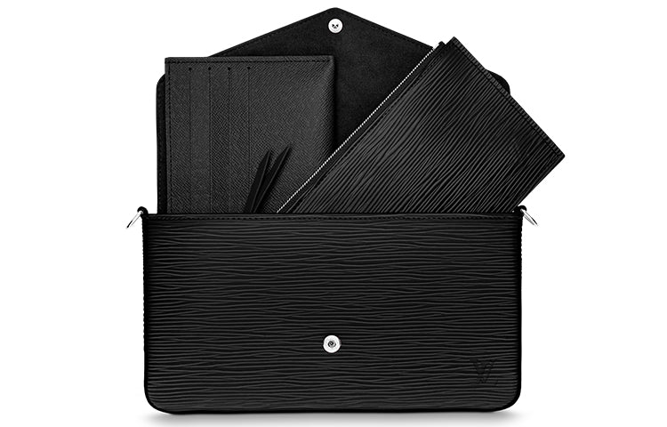 LOUIS VUITTON Pochette Félicie Cow Leather Chain Bag, Shoulder Bag Regular Women's Black