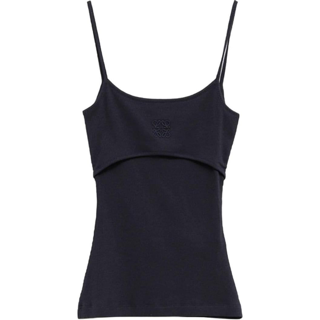 LOEWE Anagram Strappy Cotton Top Ocean Blue