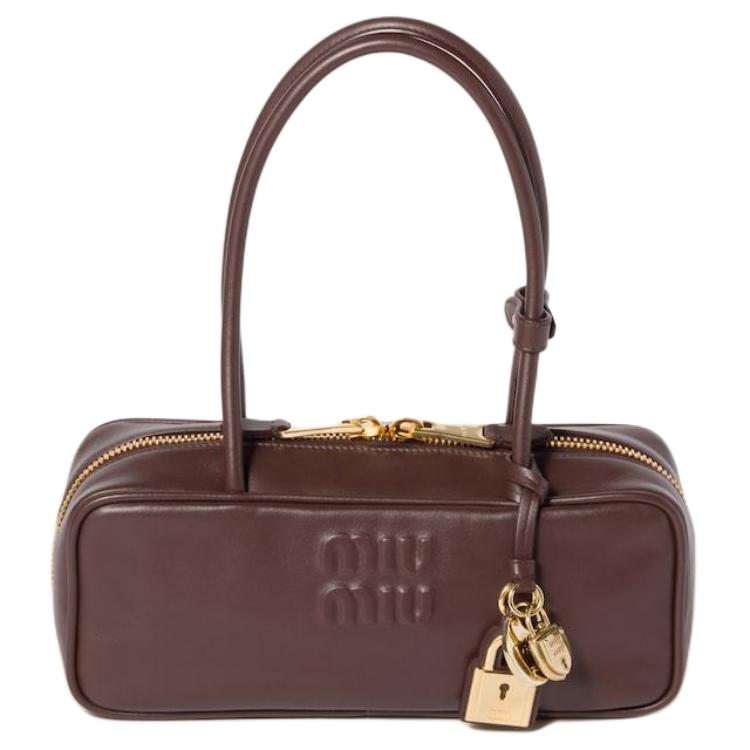 MIU MIU Beau Cow Leather Handbag Small Size Women's Heather Wood Color