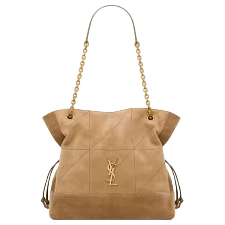 SAINT LAURENT Suede Shoulder Bag Trumpets Women's Golden Leaf