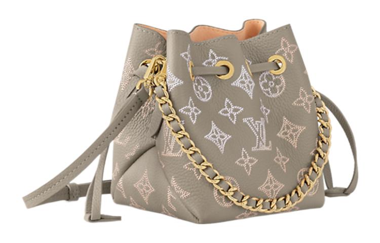 LOUIS VUITTON Perforated Hole-Punched Cow Leather Bucket Bags Shoulder Bag Crossbody Bag Regular Women's Gray