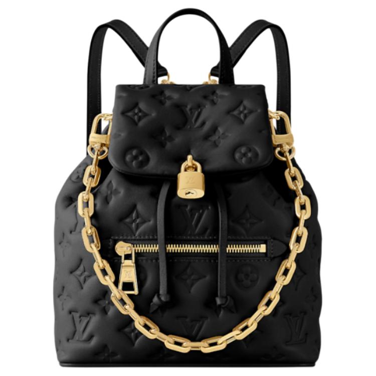 LOUIS VUITTON Coussin Sheepskin Backpack Small Size Women's Black