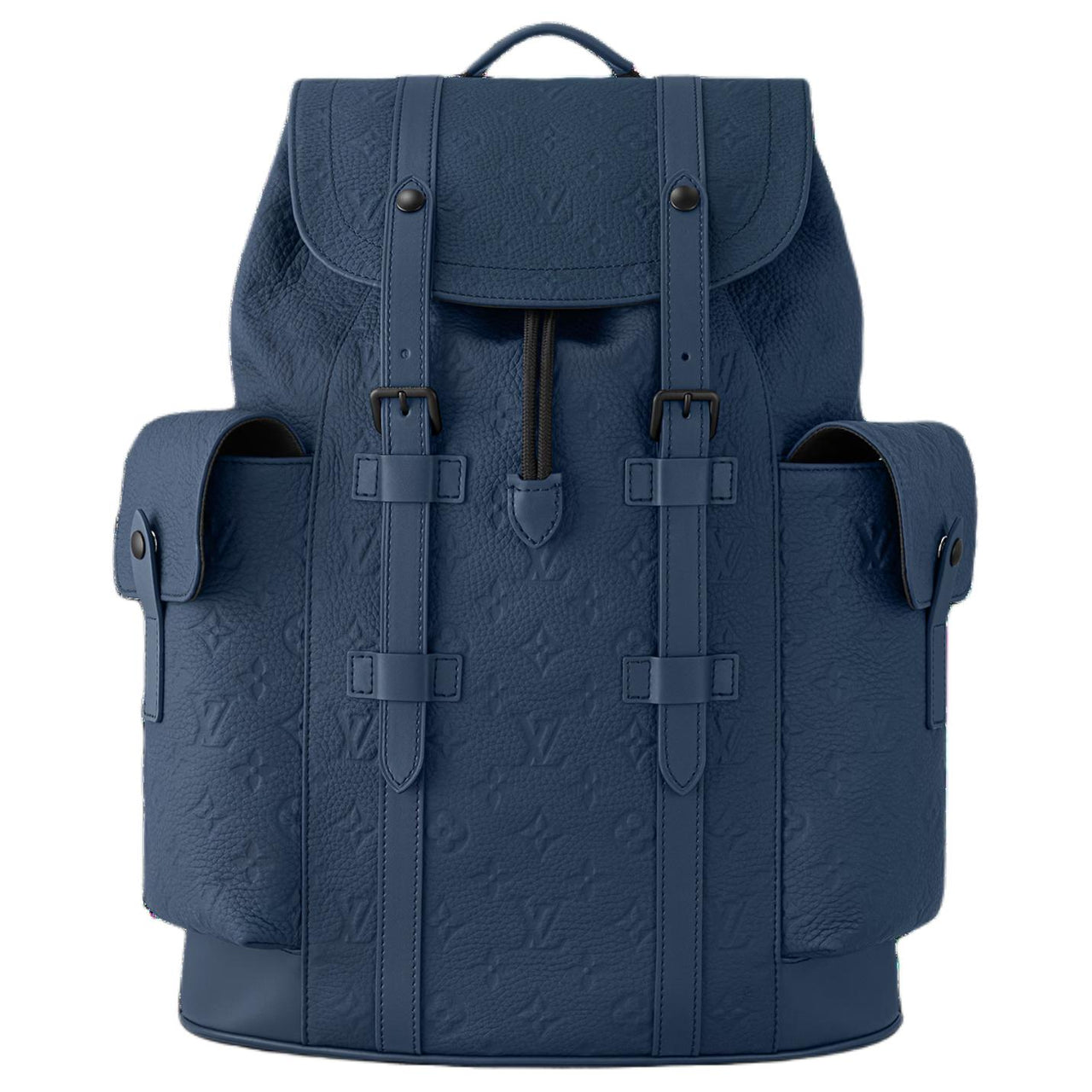 LOUIS VUITTON CHRISTOPHER Grained Taurillon Cow Leather Backpack Medium Size Men's Dark Blue
