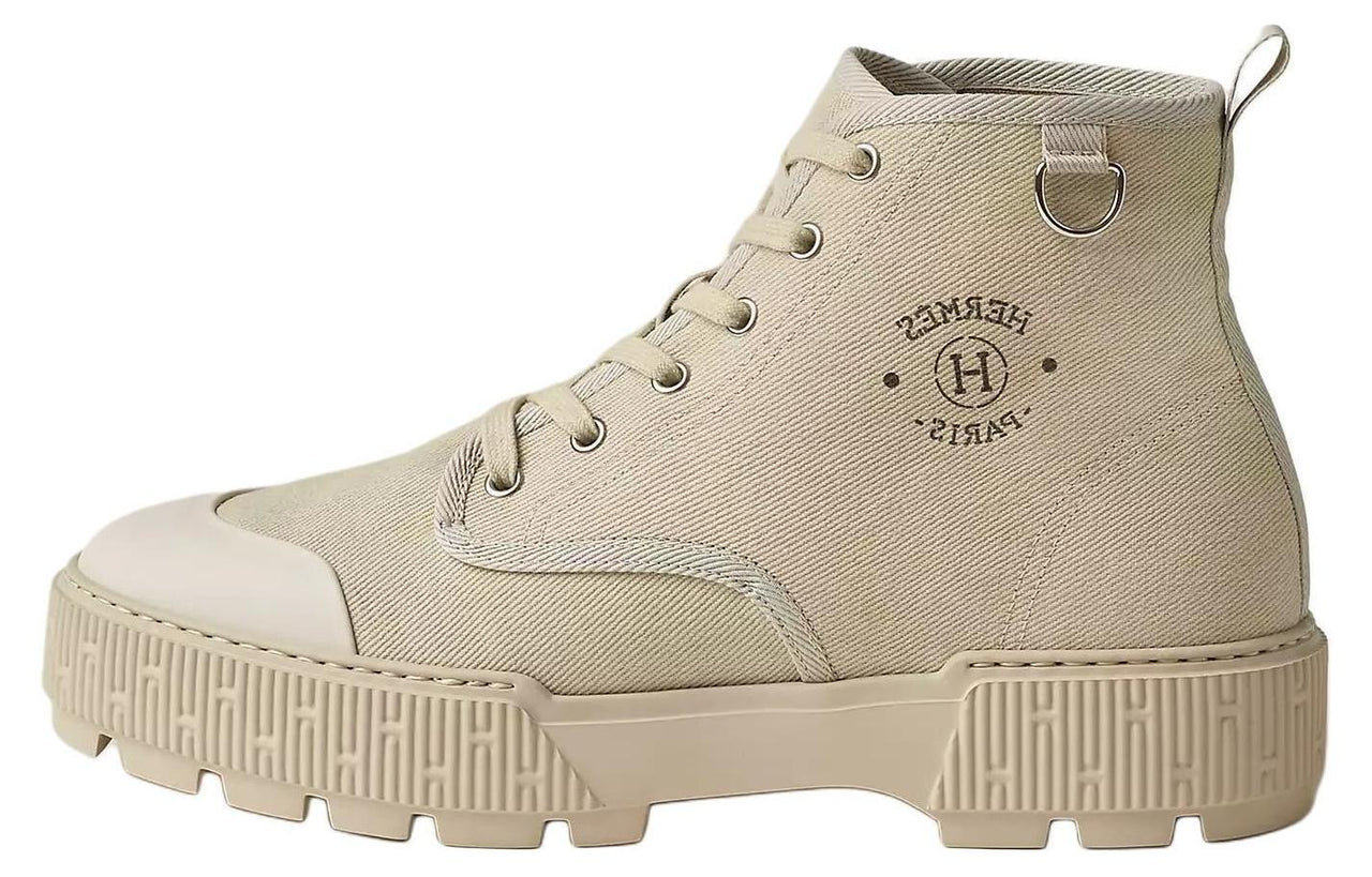 HERMES Itineraire Ankle Boots 3.7cm Men's Sandy Beige
