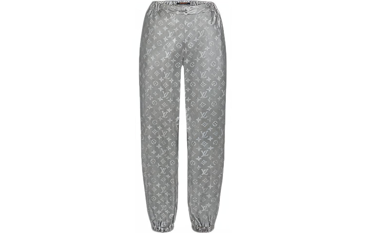 LOUIS VUITTON Knitted Sports Pants Women's Silver