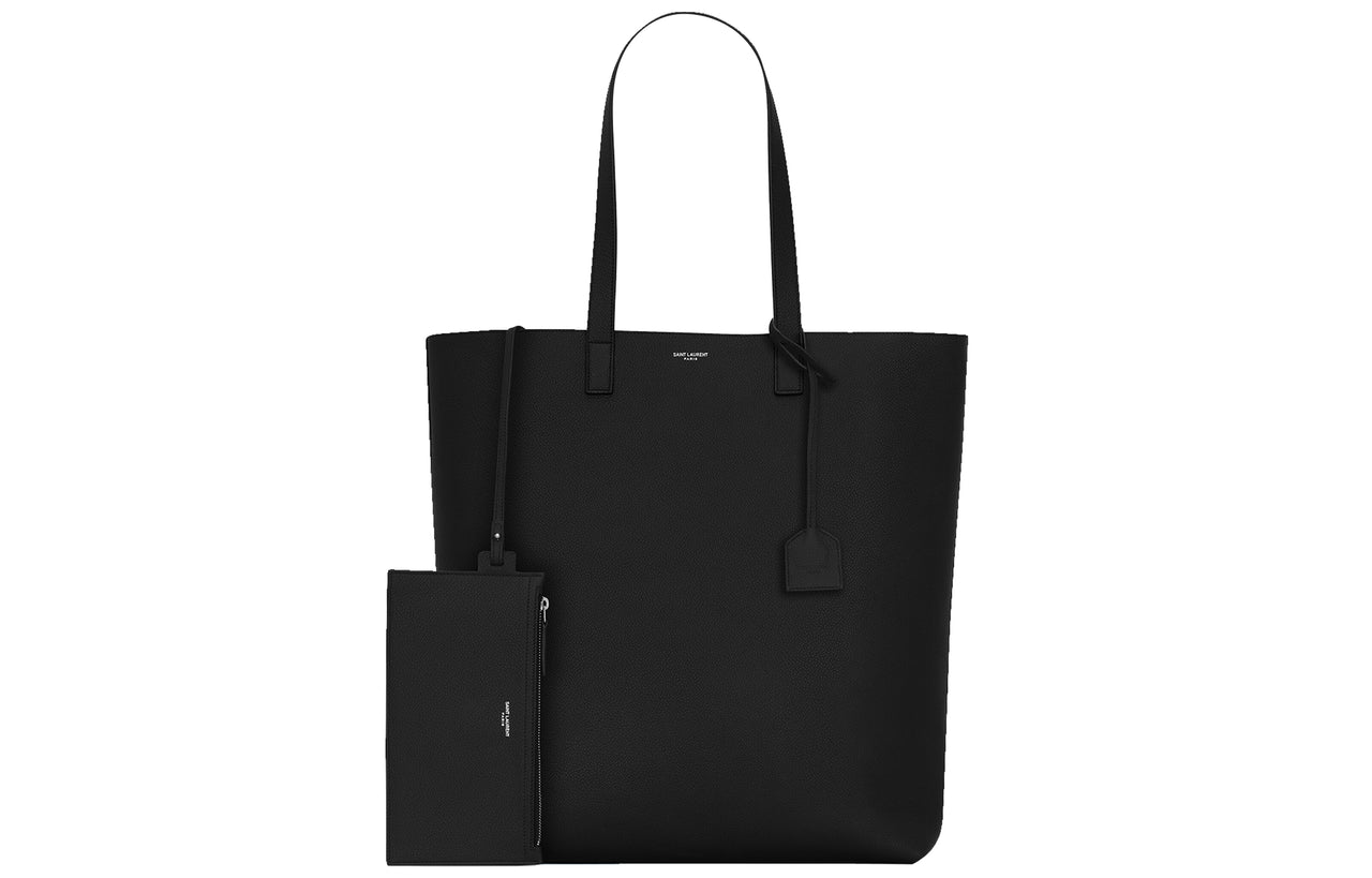 SAINT LAURENT Leather Tote Bag Shopping Bag Combo Bag Shoulder Bag Handbag Men's Black