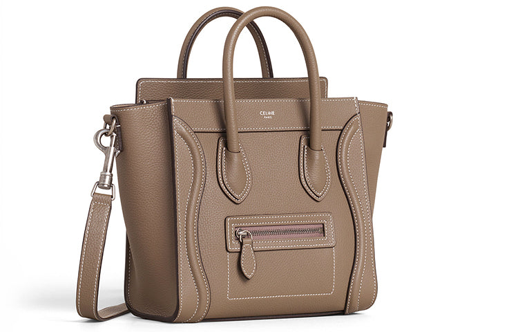 CELINE Classic Cow Leather Handbag Shoulder Bag Women's Mouse Gray
