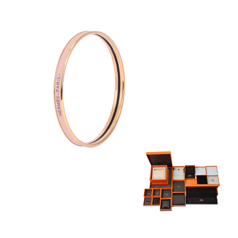HERMES Enamel Bangles Women's Pink