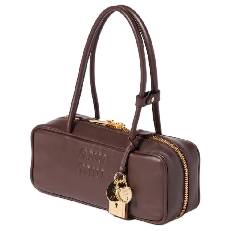 MIU MIU Beau Cow Leather Handbag Small Size Women's Heather Wood Color