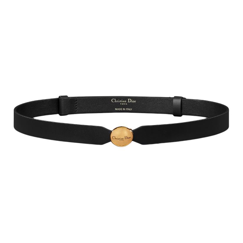 DIOR D-Pépite Logo Calfskin Leather Belts Women's Black Width: 2CM