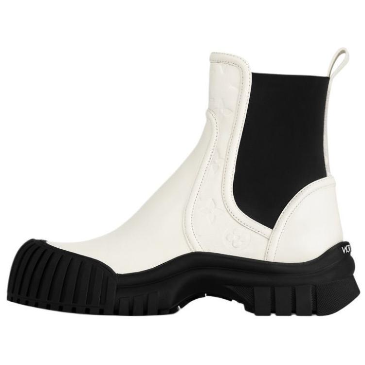 LOUIS VUITTON Ruby Short Chelsea Boots Women's Beige