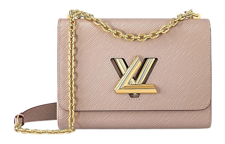 LOUIS VUITTON Twist Grained Calfskin Shoulder Bag Crossbody Bag Medium Size Women's Elephant Gray