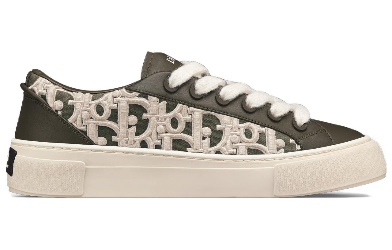 DIOR B33 Sneaker Khaki Smooth Calfskin Oblique Raised Embroidery Numbered