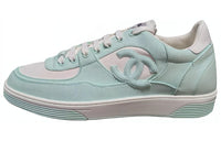 CHANEL Low Top Skateboard Shoes Women's Green White