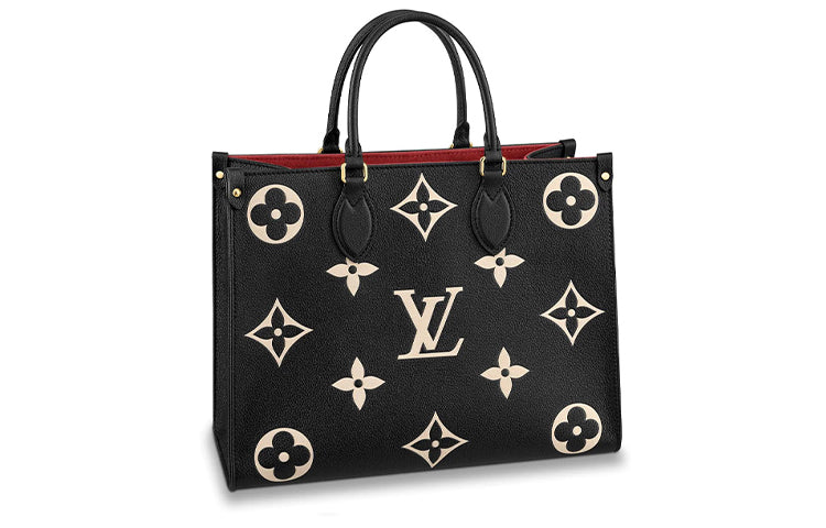 LOUIS VUITTON ONTHEGO Cow Leather Jungle Bag Tote Bag Shopping Bag Shoulder Bag Handbag Medium Size Women's Black