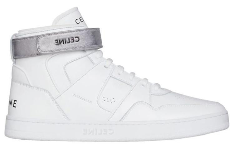 CELINE High Top Stylish Skateboarding Shoes Men's Silver White