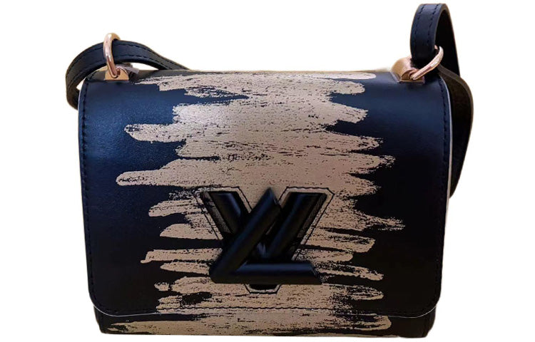 LOUIS VUITTON Twist Grained Leather Shoulder Bag Crossbody Bag Women's Marine Blue